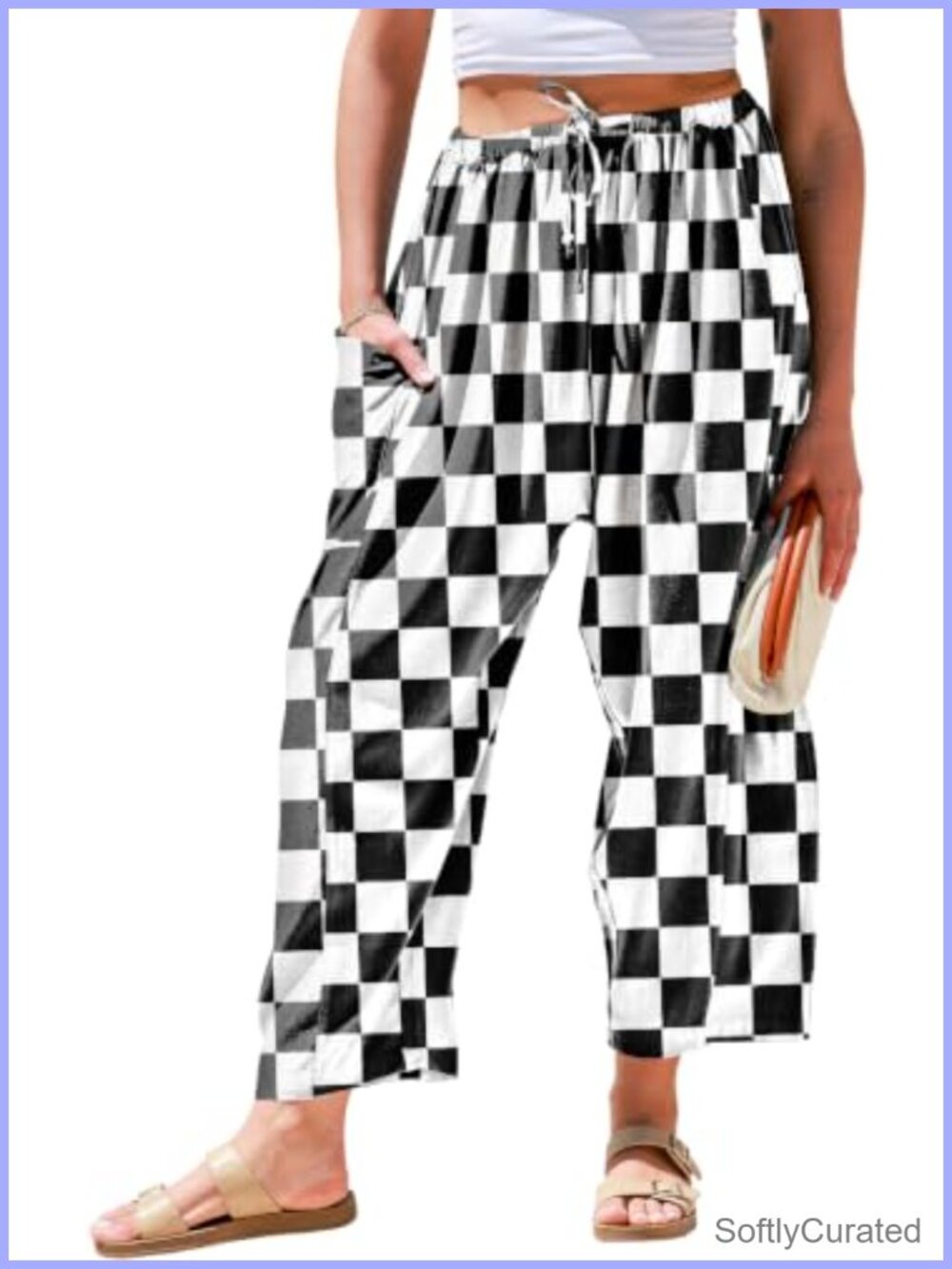 TARSE Womens Linen Wide Leg Palazzo Harem Pants Casual Loose Drawstring